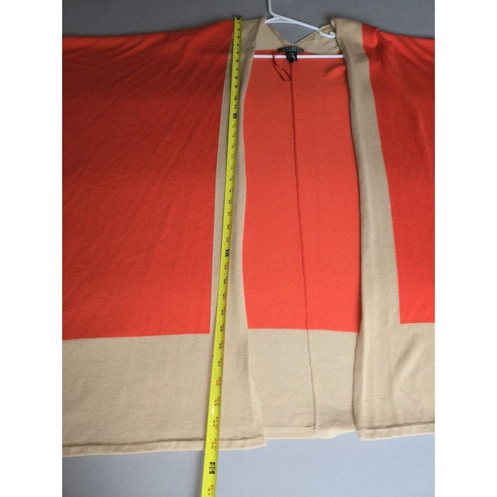 Ralph Lauren Tan and Orange Colorblock Knit Wool Blend Shawl - One Size